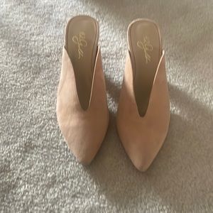 42 gold suede mules 7.5